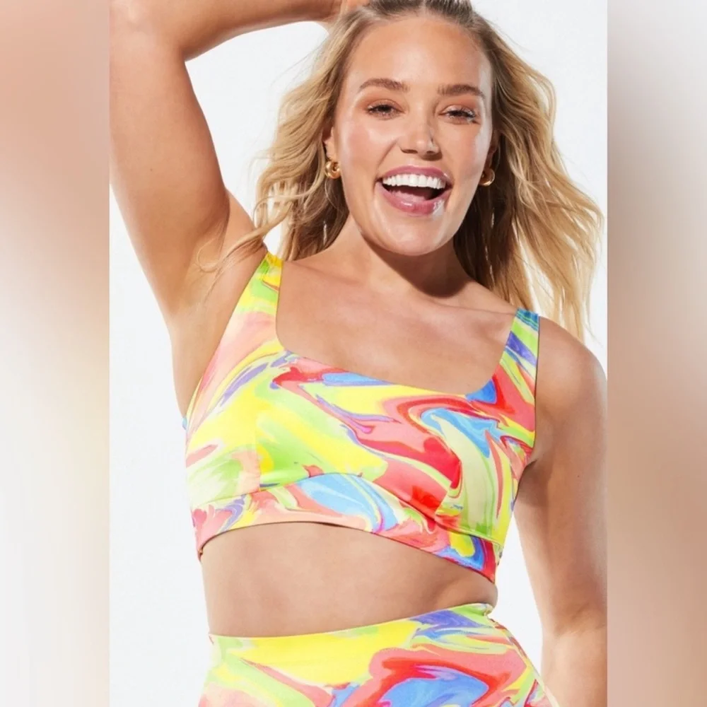 Yitty Lizzo Rainbow Pride Shaping Midi Bralette Sports Bra Sz‎ L